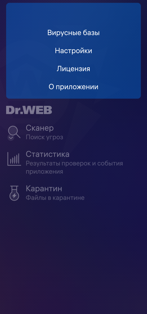 Рисунок 8: Меню приложения