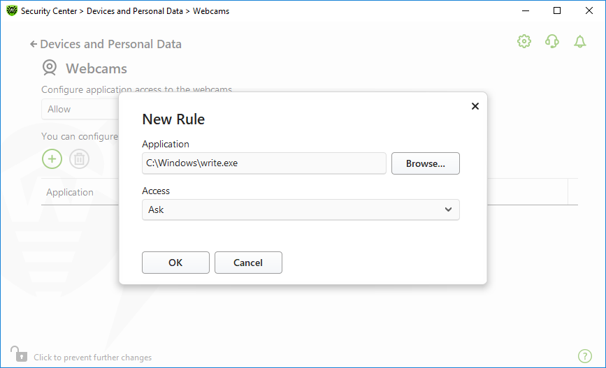 Figure 72. Creating an access rule for an application Figure 72. Creating an access rule for an application