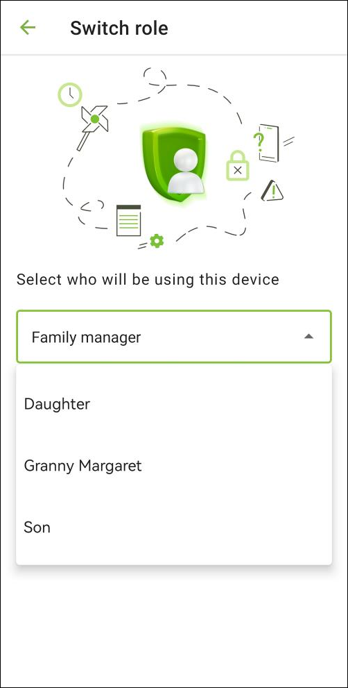 Figure 2: Switch role screen