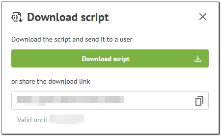 Figure 15. The Download script window