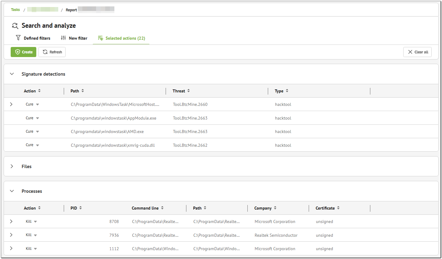 Figure 21. Selected actions