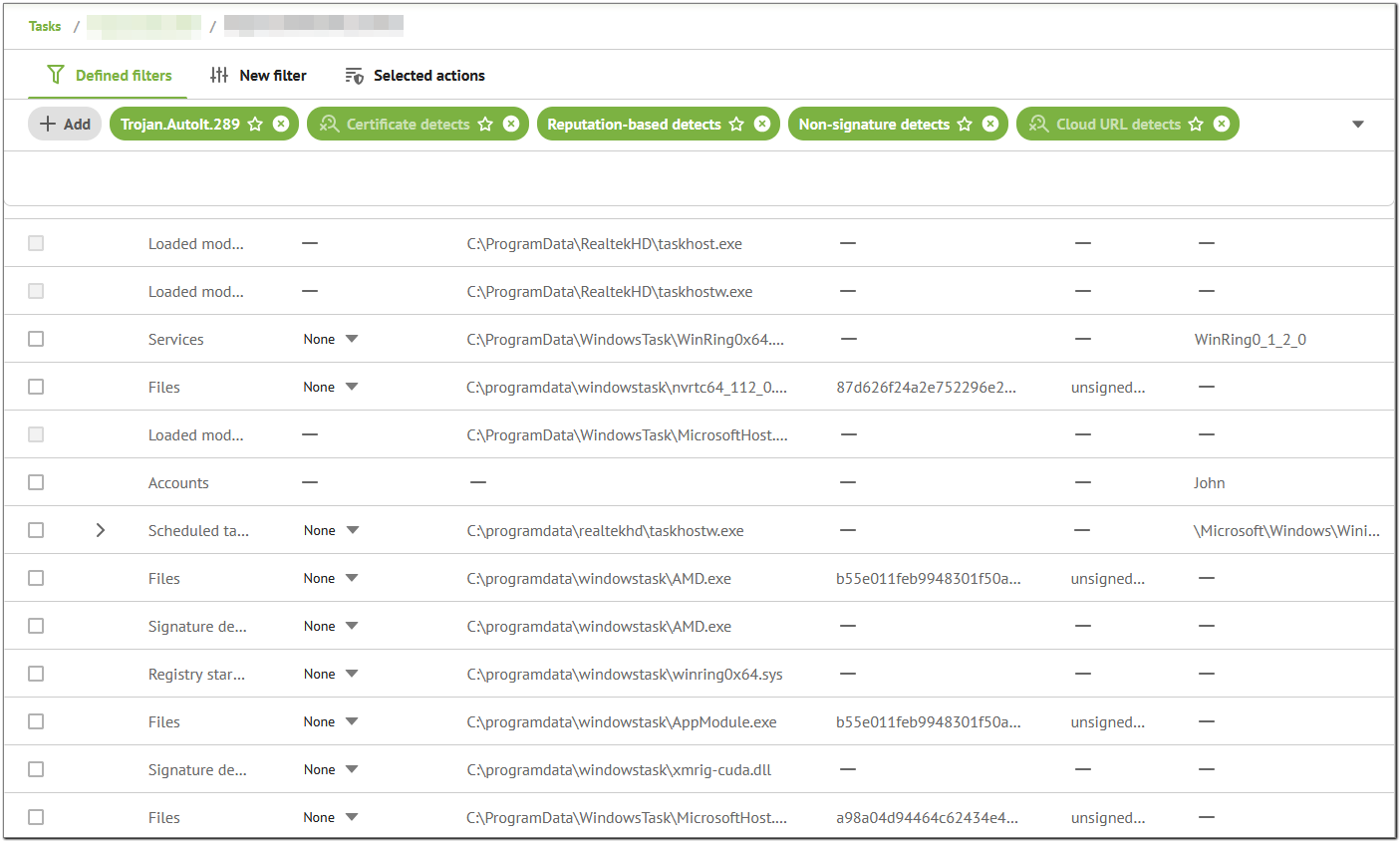 Рисунок 19. Фильтр Trojan.AutoIt.289