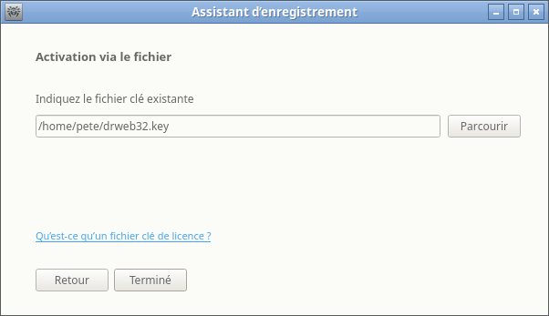 Figure 27. Activation avec le fichier clé