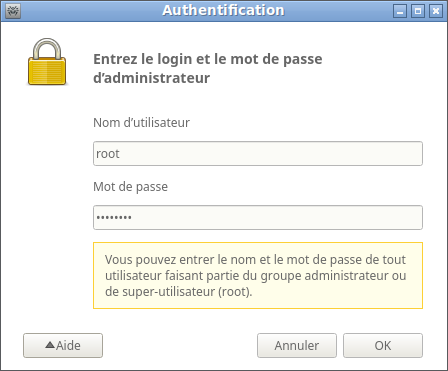 Image 35. Fenêtre d’authentification