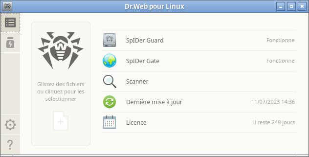 Figure 5. Interface graphique de gestion Dr.Web Desktop Security Suite