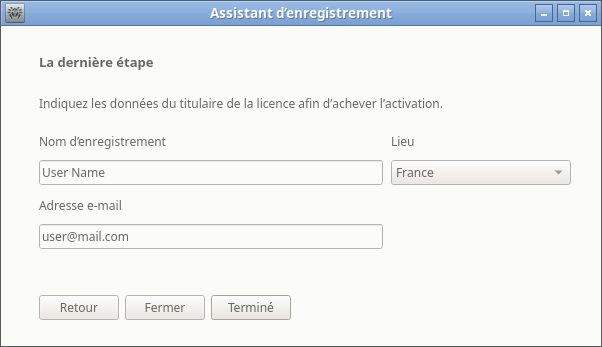 Image 26. Page d’information de l’utilisateur
