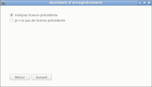 Figure 24. Proposition d’indiquer la licence précédente