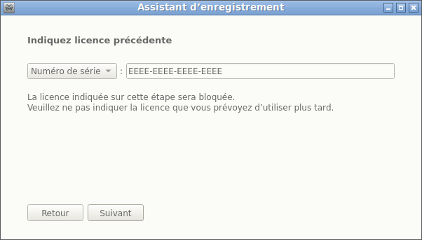Image 25. Indication de la licence précédente