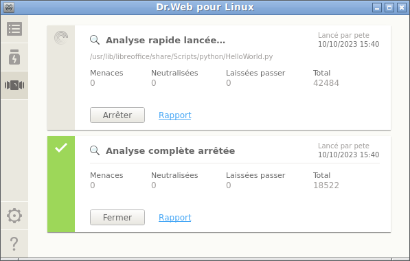 Figure 11. Liste des scans