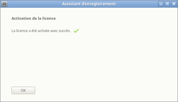Figure 28. Message d’activation réussie
