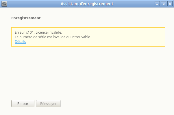 Figure 29. Message d’erreur