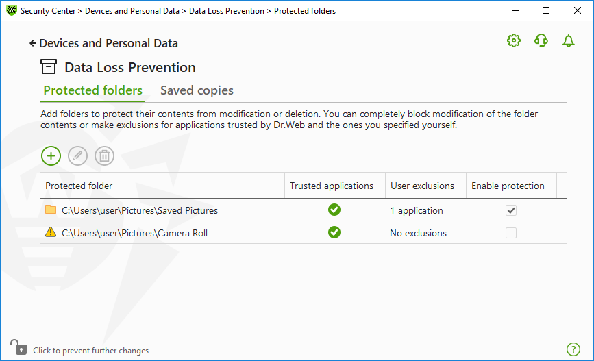 Figure 52. Protected folders