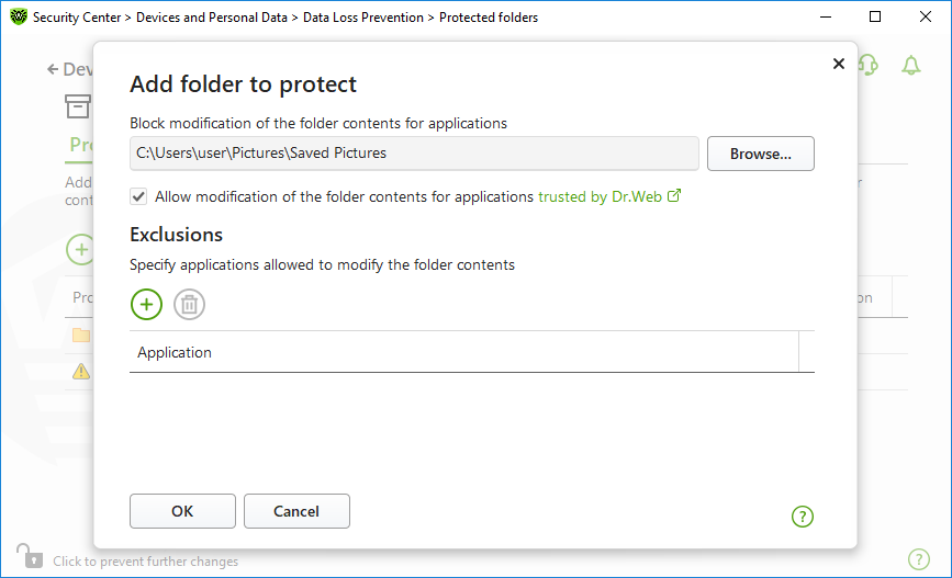 Figure 53. Adding a protected folder
