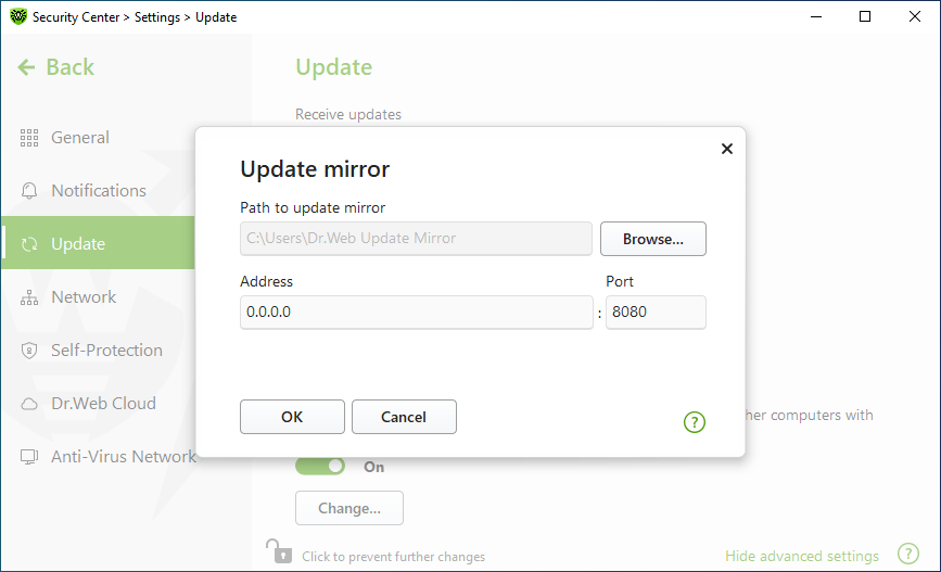 Figure 32. Configuring update mirror