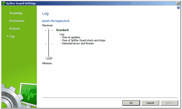 SpIDer Guard Settings For details on a certain option, click a corresponding item in the picture. To get information on options available in other pages, click the corresponding link in the picture.